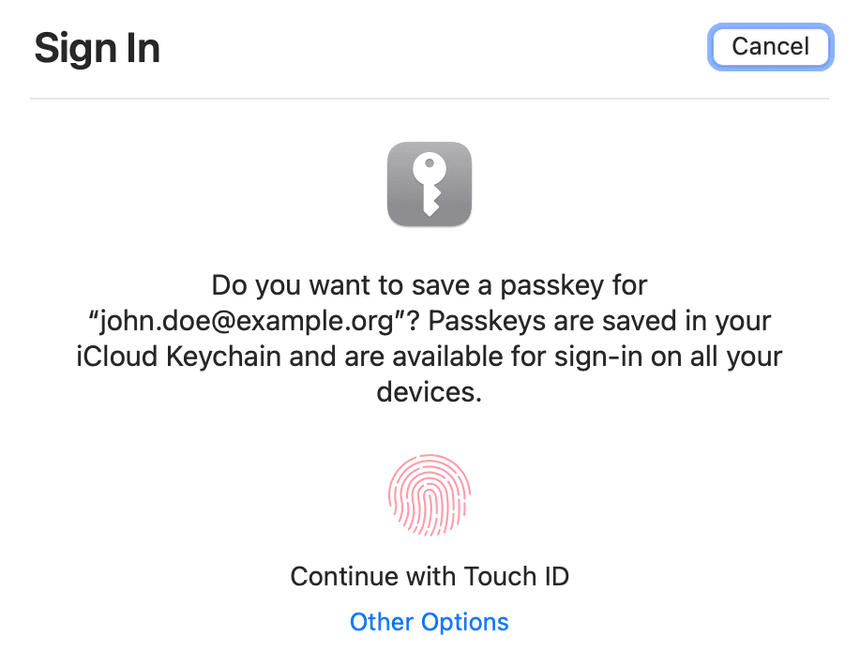 Save PassKey via TouchID